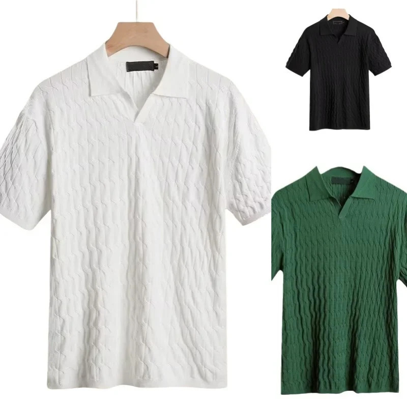 Men Short Sleeve Polo tShirts Slim Fit Knitted Shirts Man Breathable Business Casual Tops Comfortable t Shirt Clothes 241213