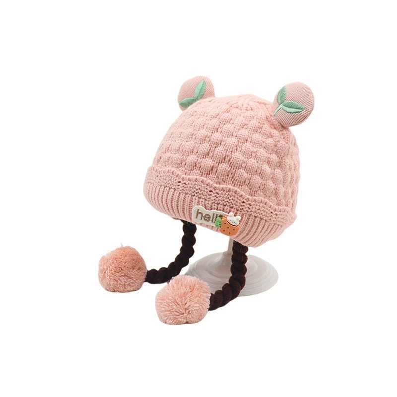 Baby Ear Protection Hat Autumn and Winter Baby Warmth Thickened Knitted Cute Braided Hat for Children Boys and Girls Pullover W241213