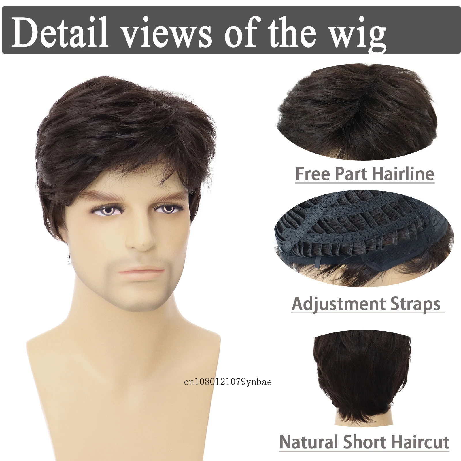 Men Dark Brown Wig Synthetic Short Straight Wigs with Bangs Businessman Hairstyles Male Cosplay Daddy Wig Gifts Daily Costume 241213