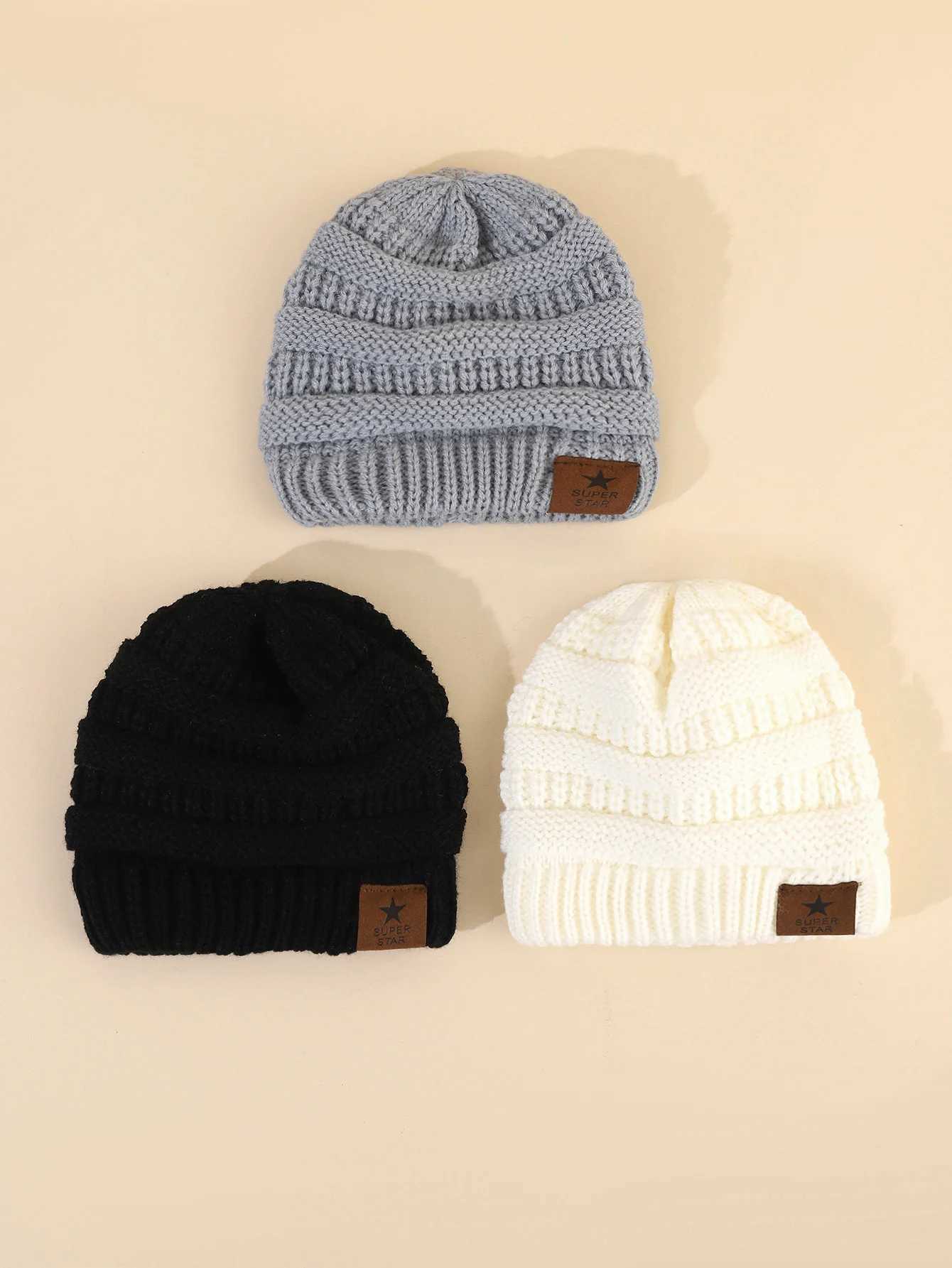 3 soft and warm knitted baby hats cute comfortable and short winter baby Todler baby shawl suitable for both boys and girls W241213