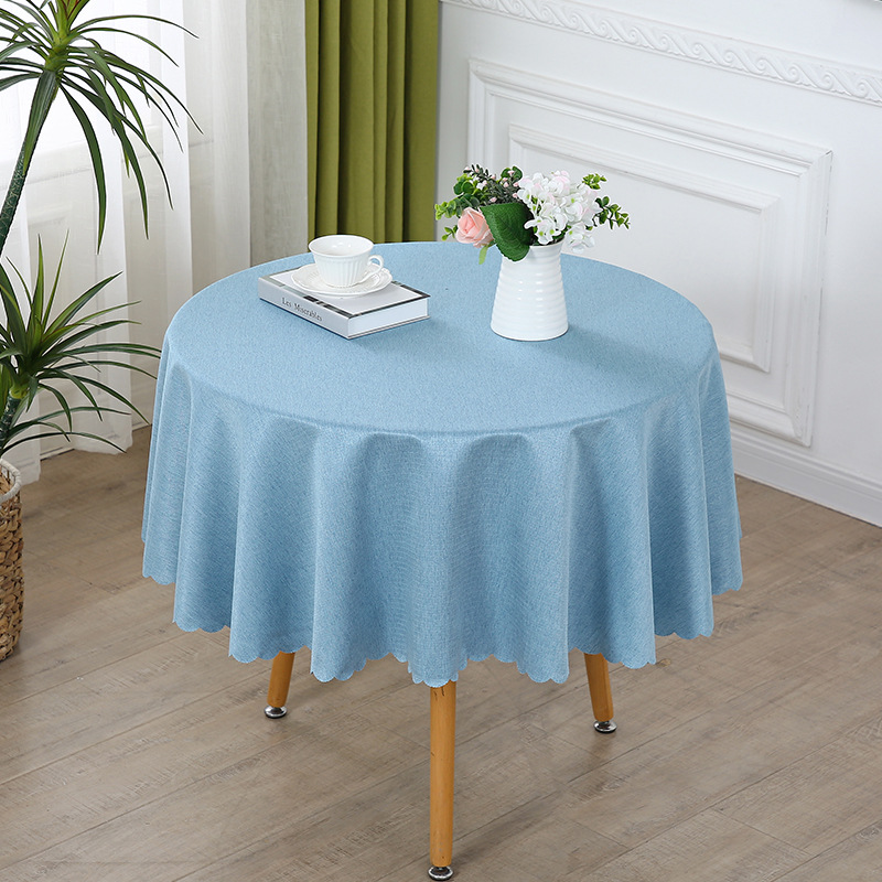 Four Season Cotton Small Round Tablecloth, Home Solid Color Retro Wavy Edge Circular Tablecloth Artistic New Style LN954