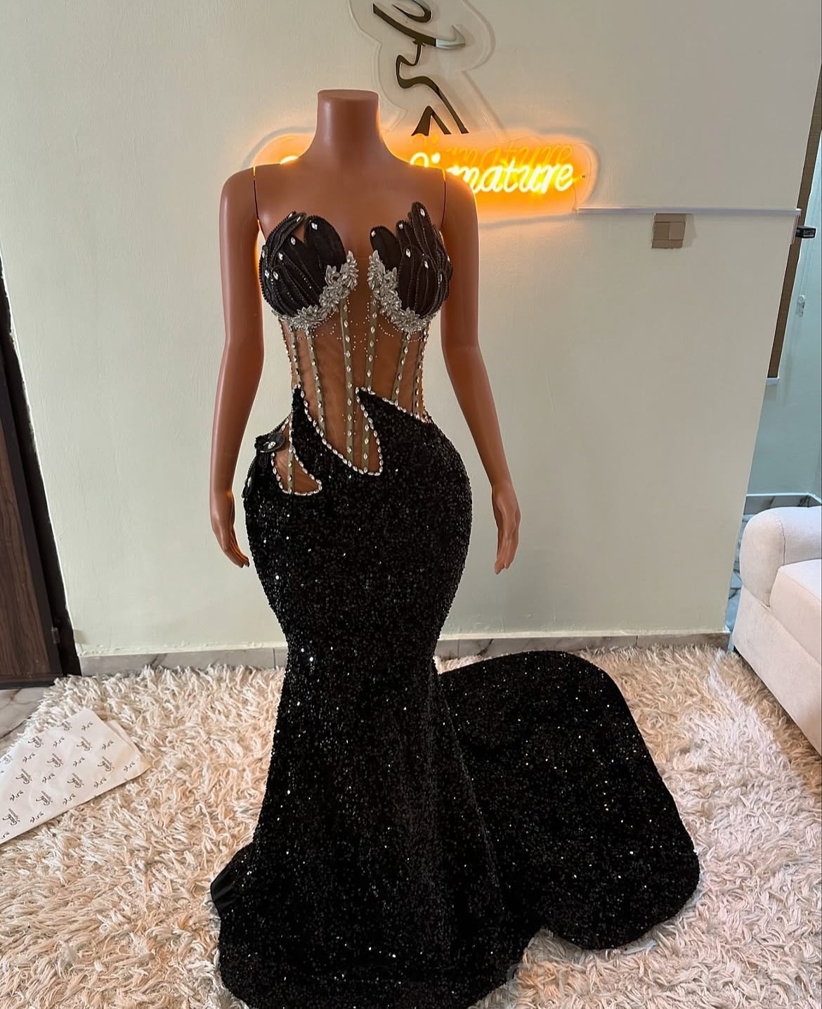 Black Mermaid Prom Dresses 2025 Beaded Rhinestones Lace Sequined Evening Formal Party Second Birthday Engagement Gowns Plus Size Dress For Special Occ