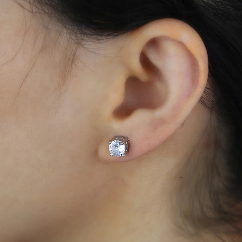 Delicate 925 Sterling Silver Men Women Shining Magnet Ear 6mm Cubic Zircon Ear Clip Non Piercing Magnetic Stud Earrings Jewelry 241213