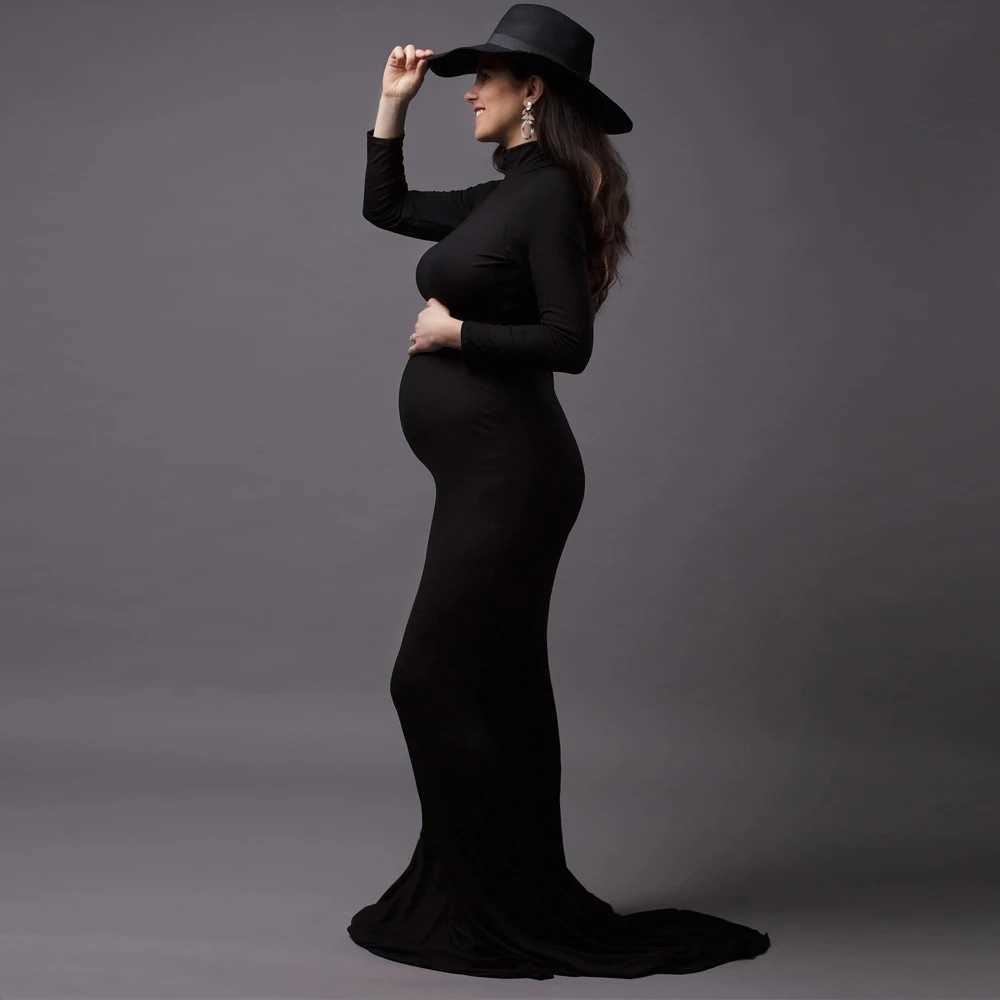 Materni Photography Gown Sexy Fashionable Black Stretch Cotton Floor Length Dress Baby Showers Pregnancyphoto Shoot CostumeXJ241213