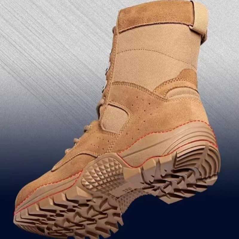 Summer Brown Tactical Combat Boots Mens Ultra Light Mesh Breathable Zipper Work Training Boots Outdoor Climbing Hiking Shoes X241214