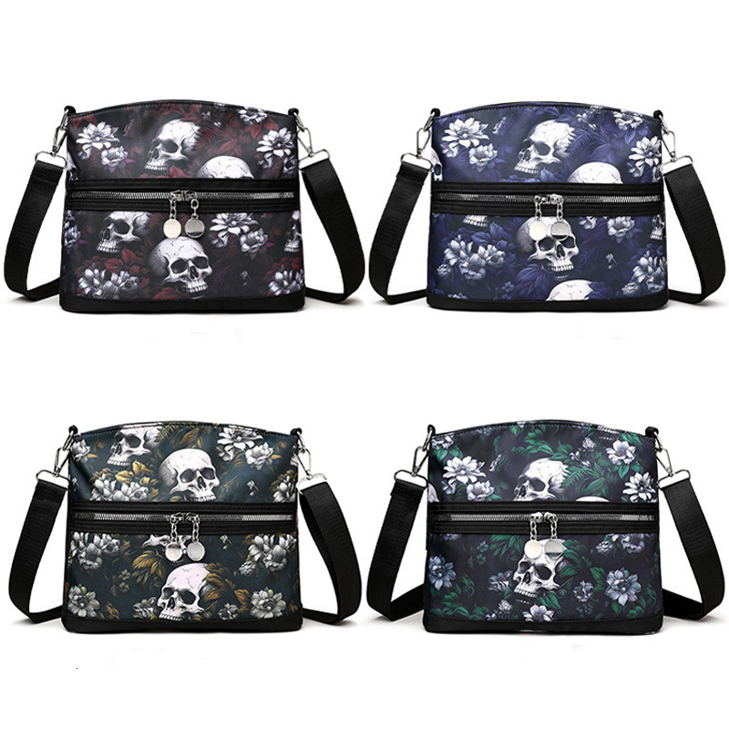 Fashion Wer Skull Pattern Crossbody Bags Women, Large Capacity Casual Graffiti Shoulder Bag For Halloween Gift