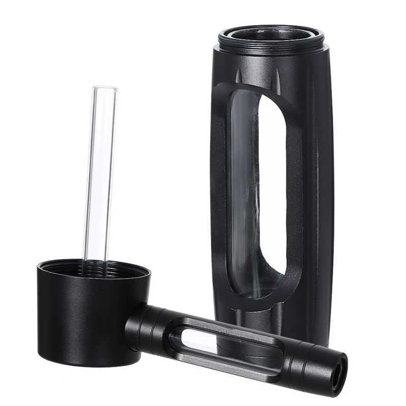155mm Dry Burning Grass Smoking Tube Portable Aluminum Alloy Glass Tobacco Tube Water Smoke Tube Accessories W241214