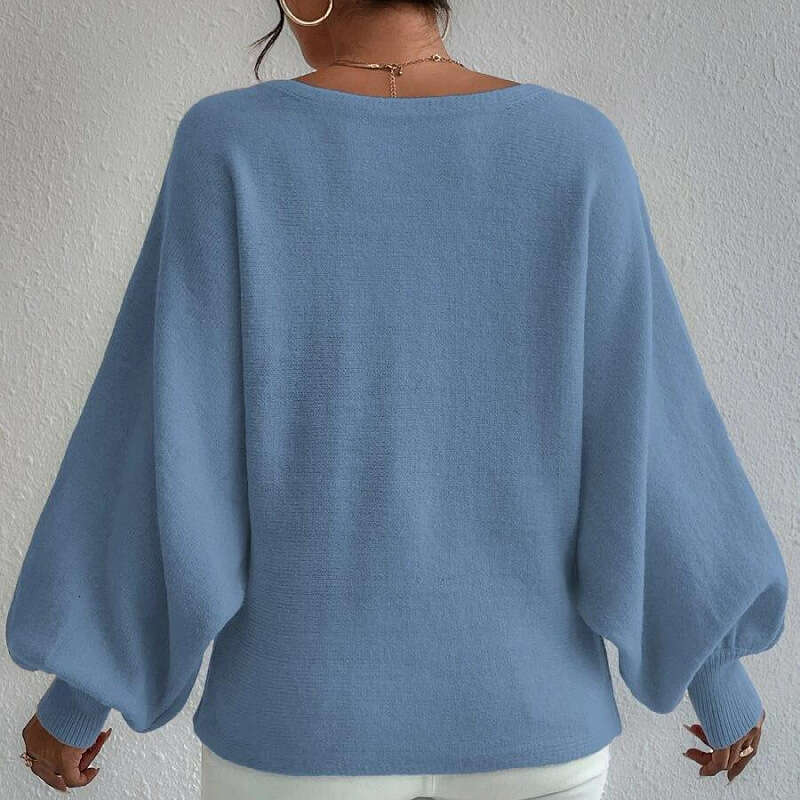 European and American new loose fitting pullover knitted women's lantern sleeve design sense sweater women