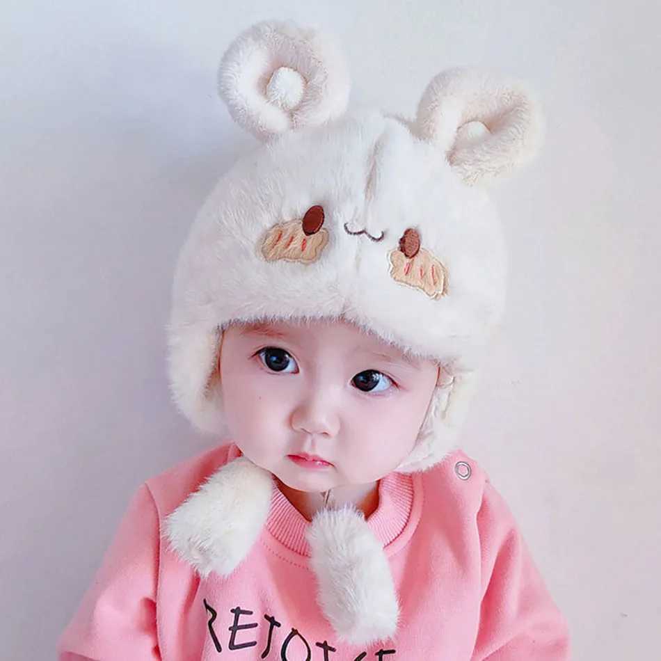 5-24 Months Cozy Plush Bear Infant Winter Hat for Baby Boy Girl with Ear Flaps Cute and Warm Toddler Beanie Cap for Little Ones W241213