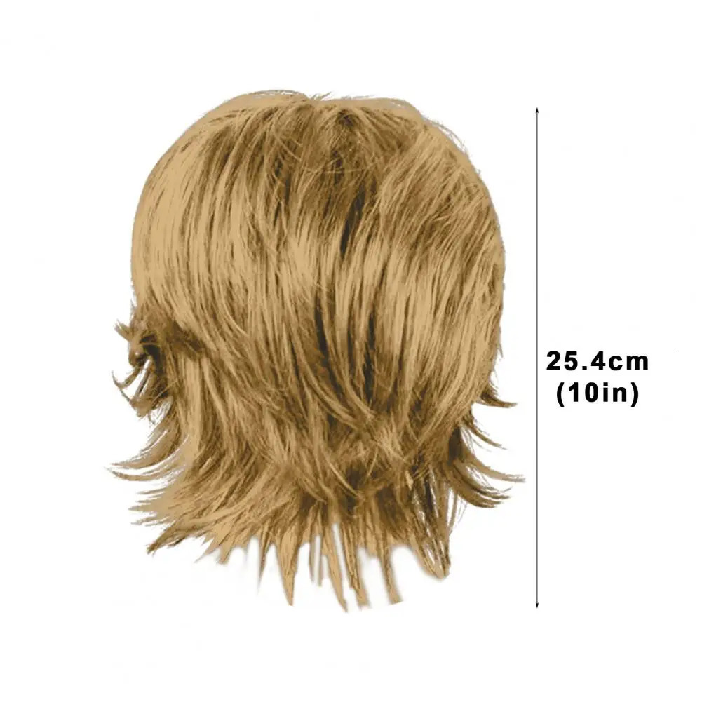 Short Men Wig Men Curly Wig Natural Looking Mens Short Curly Wig with Bangs Black Brown Golden High Temperature for Fluffy 241213