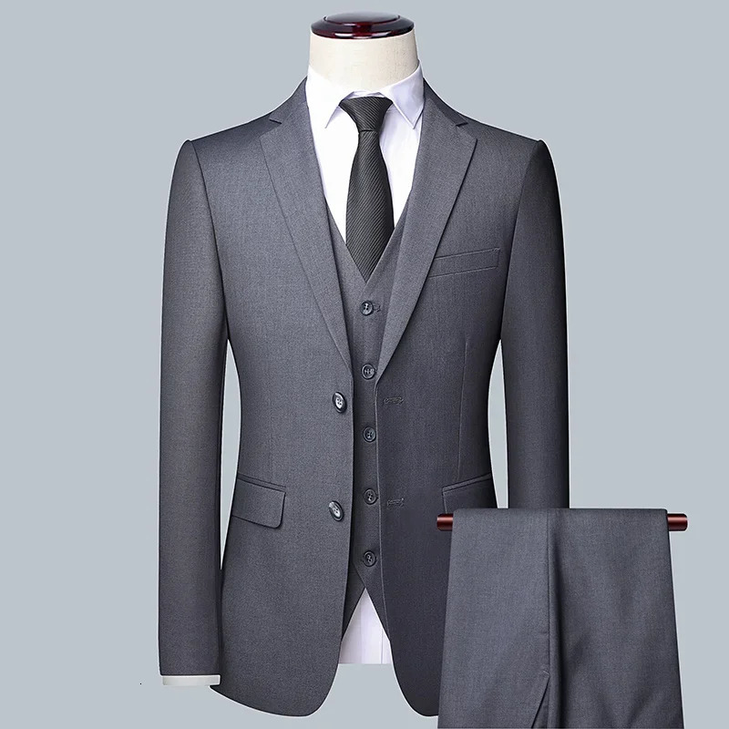 Highquality solid color suit vest trousers Mens business formal 32 bridegroom and man 241211