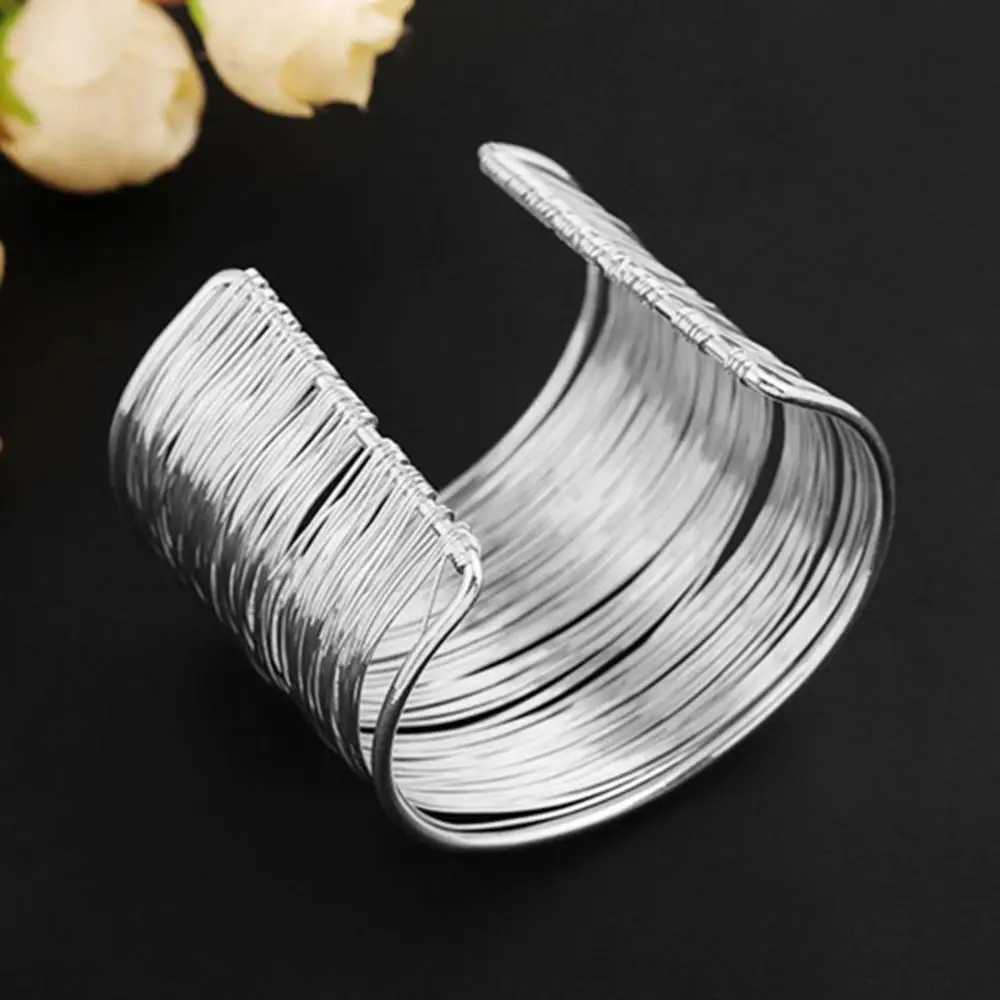 Fashion Womens Arm Cuff Bangle Bracelet Multilayer Metal Wires Strings Open Bangle Wide Cuff Bracelet Bangle For WomenXJ241214