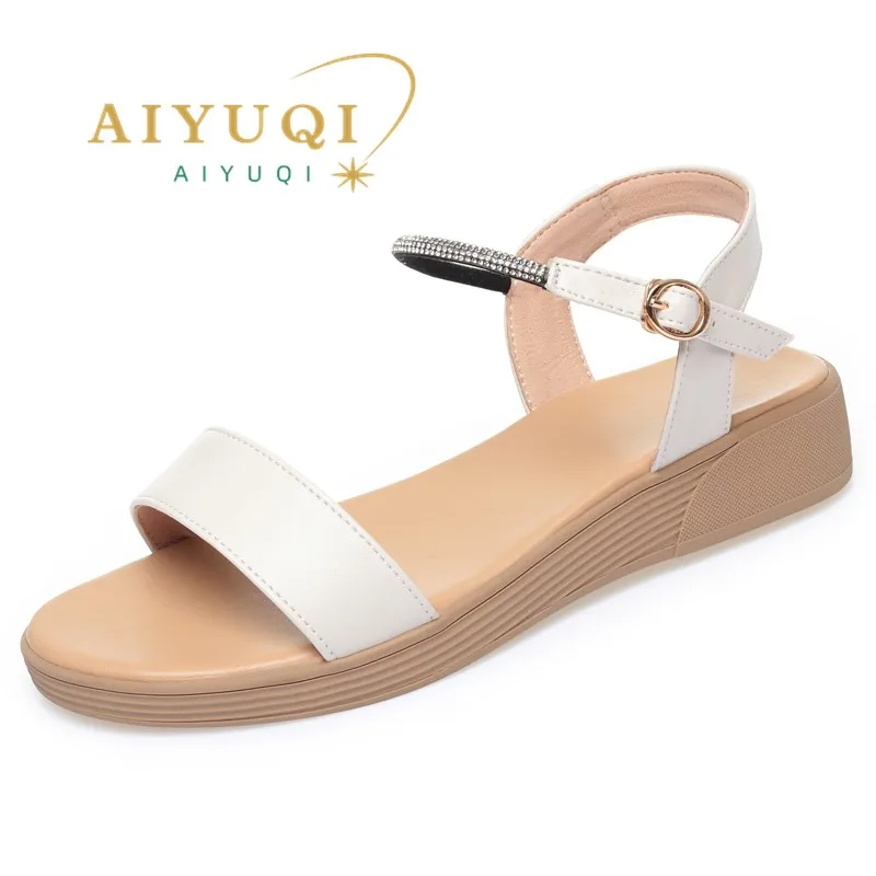 AIYUQI Women's Sandals Flat Summer Large Size Women's Sandals Open Toe Roman Sandals Women