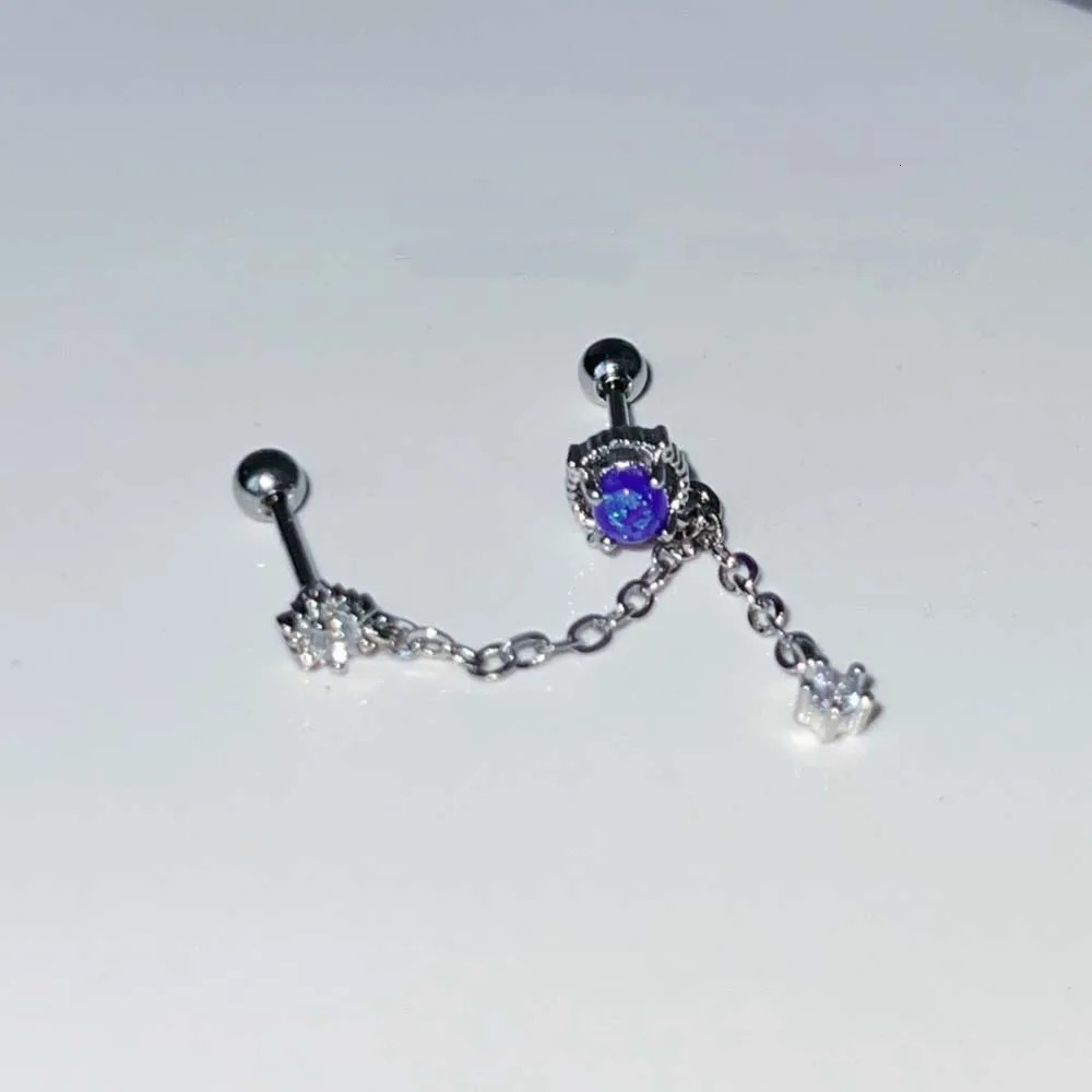 1PC Purple Zircon Helix Piercing Harajuku Girl Earring Cartilage Ear Stud Flat Conch Piercing Body Jewelry Korean Fashion 241214