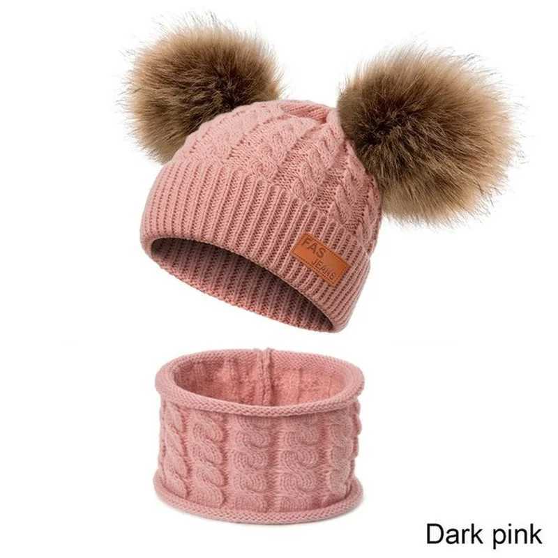 Newborn Baby Hat Scarf Set Pompom Infant Baby Girl Boy Winter Hat For Kids Warm Knitted Children Boys Girls Beanie Cap W241213