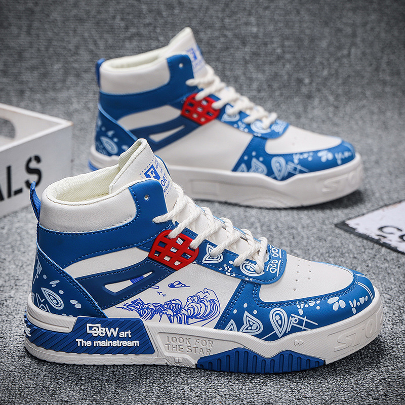 Men's High-Top Casual Sneakers Black, Green, Deep Blue hot | Fashion Trend Sports Board Shoes