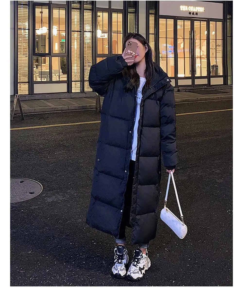 Tops Coats solid color long straight winter jacket casual womens Parkas clothing hooded fashion 241212