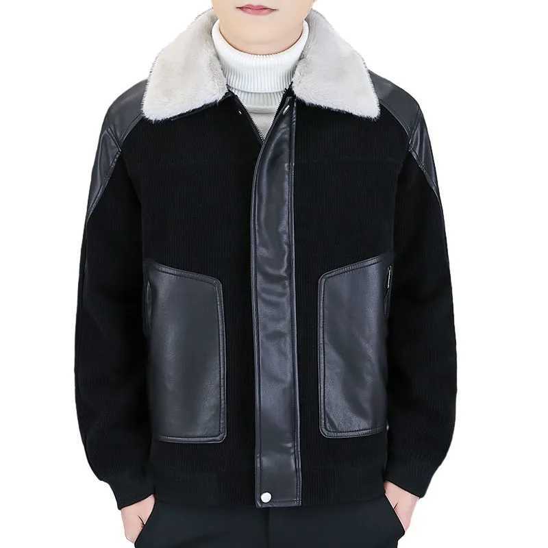 High Quality 2024 Winter Mens Thicken Fleece Jackets Casual Fur Collar Warm Plush Coat Streetwear Slim Fit Windproof Top Parkas W241213