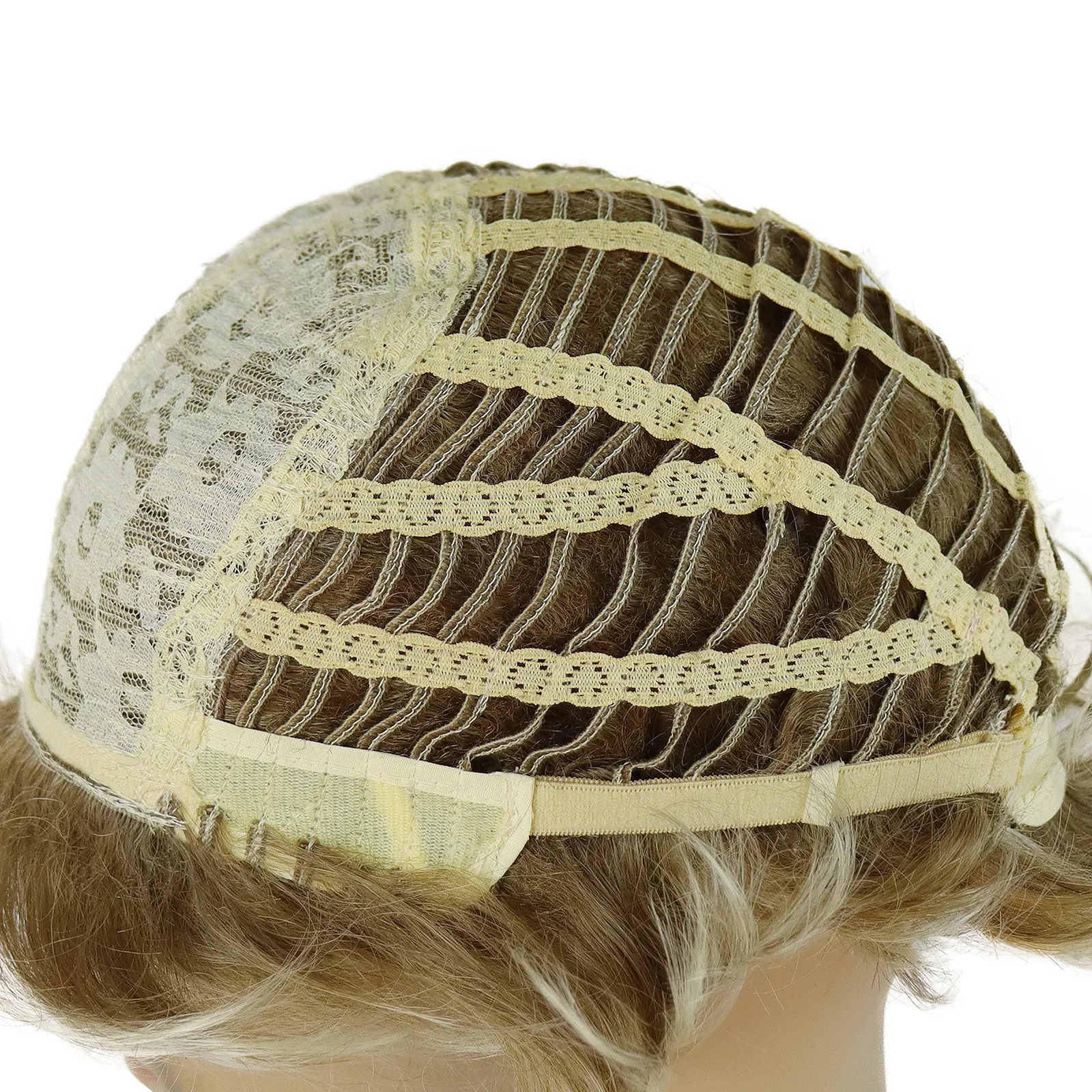 Synthetic Mens Curly Wig Mix Blonde Wigs with Bangs Short Wave Wigs for Men Natural Fluffy Heat Resistant Daily Use false Hair 241213