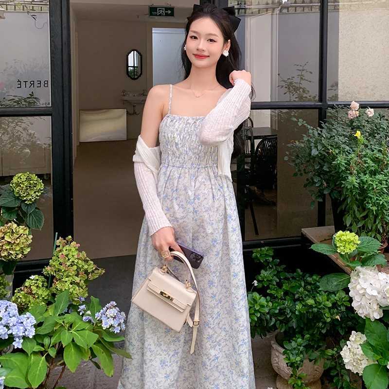 Materni Summer Floral Dress Sleeveless High Waist Stretched Pregnant Woman Strap Dress Elegant Pregnancy Chiffon Beach DressesXJ241213