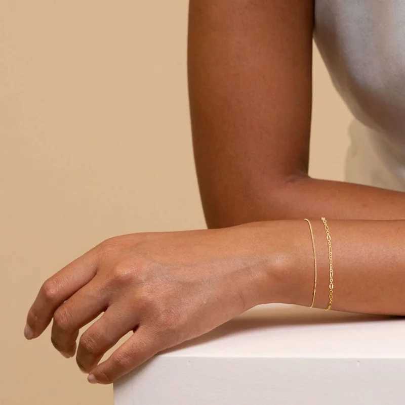 14K Dainty Gold Plated Stackable Bracelets for Women Tren Chain Bracelets Perclip Adjustable Tennis Cute JewelryXJ241214