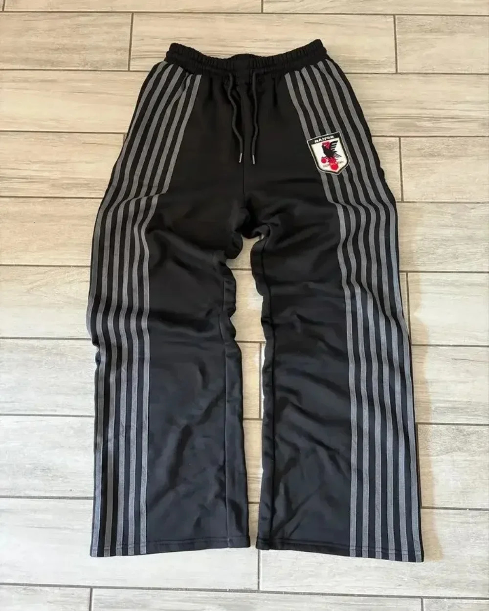 Y2K Zip Hooded Sweatpants Set Men Two Piece Hip Hop Embroidered Vintage Stripe Oversized Sweatshirt Casual Pants 241211