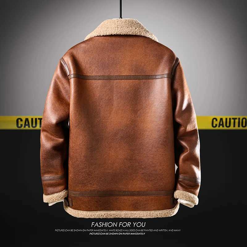 PFHQ 2024 Winter Fur One Men Piece Jacket Warm Vintage Zipper Contrast Color Korea Fashion Male Tops New Casual 2Z7308 W241213
