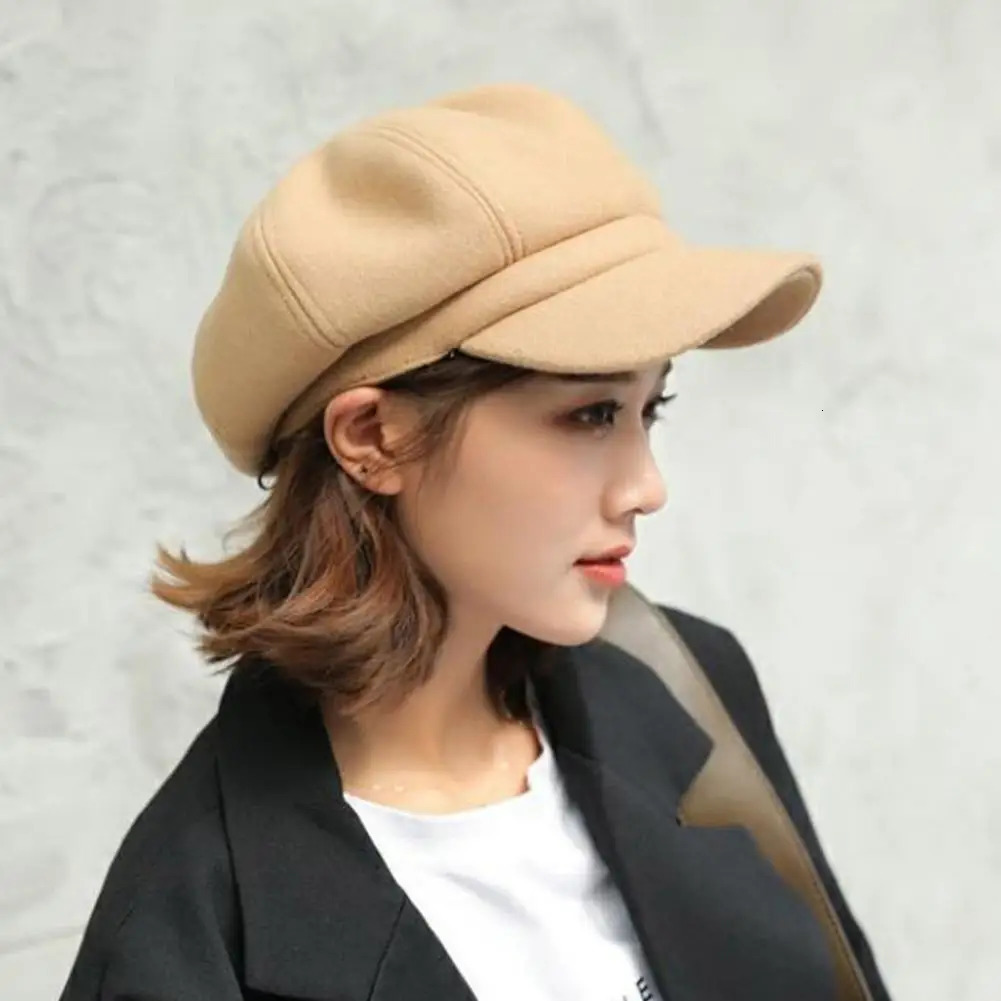 Fashion autumn womens winter hat solid color octagonal s boys mens Adies casual wool beret painted 241210