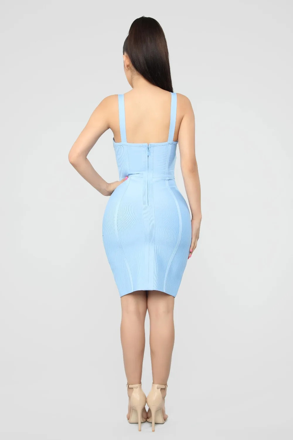 4 Colors Summer Dress Women Sexy Blue Pink Bandage Dress Celebrity Mini Bodycon Party Dress Vestido 241213