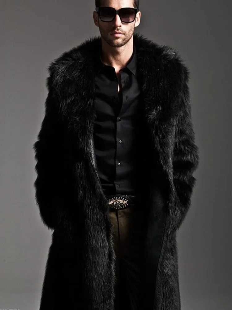 2020 autumn and winter mens artificial fur big collar fur mens long artificial fur jacket fashionable thick mens coat mens clothing W241213