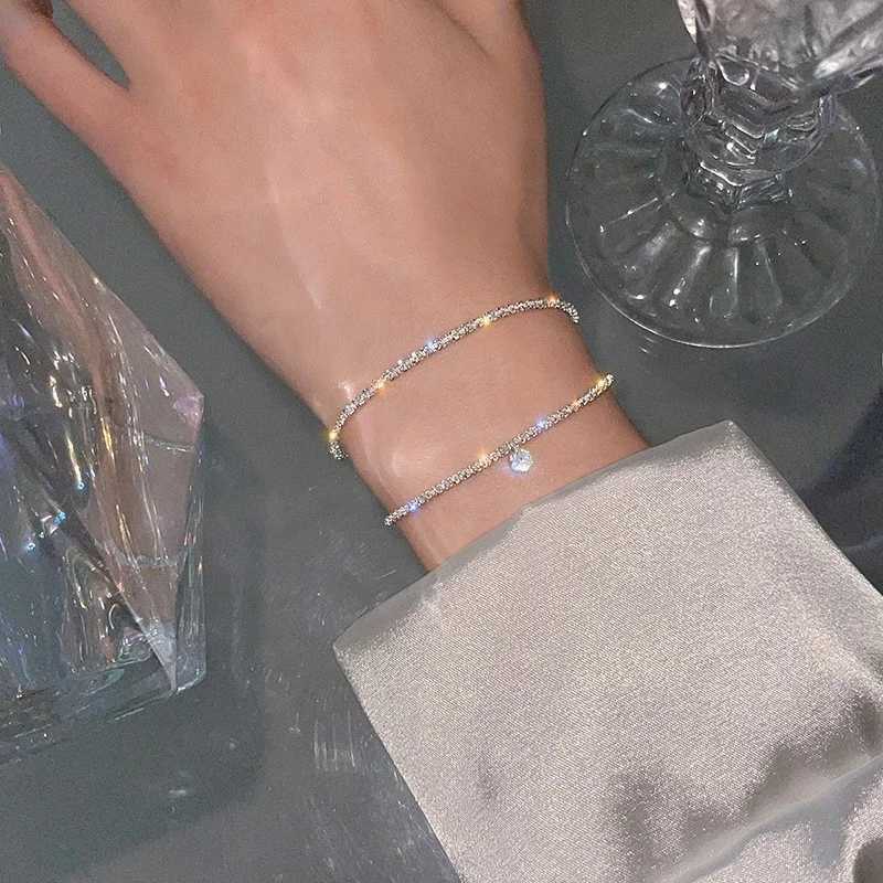 6 Pcs Fashion Gold Color Sparkling Adjustable Bracelets Set for Women Elegant Fine Bracelet New Wedding Party Jewelry GiftsXJ241214