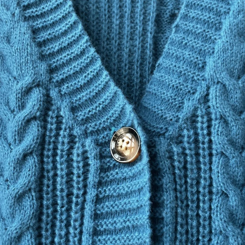 Koi Fish Cardigan Women Vintage Style Carp Embroidery Sweater Female Autumn Winter Turquoise Knitted Cardigans Tops Y2k Girl 241214