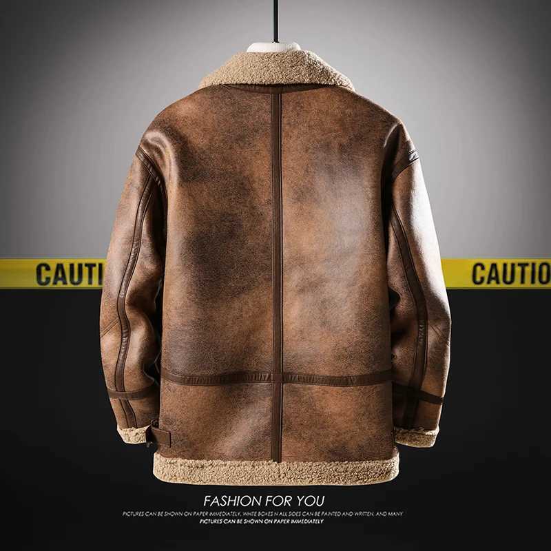 PFHQ Winter Men Fur One Piece Jacket 2024 Contrast Color Pocket Design Long Sleeve Zipper Casual Male Tops New Fashion 2Z7309 W241213