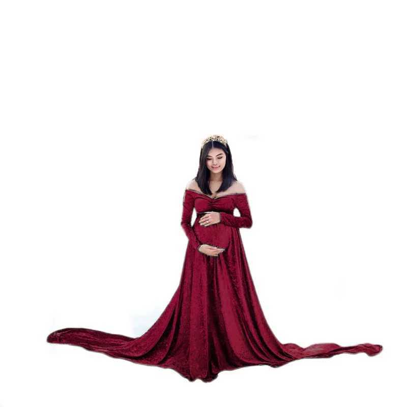 Pregnancy Tailor Gown Sexy Materni Dresses Photoshoot Long Sleeve Pregnant Women Dress Photography Props Loose ClothingXJ241213