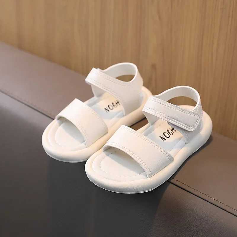Sandals Comfortable Kids Sandals for Boys Girls Children Beige Beach Shoes Toddler Stylish Black Fully Flat Baby Sandals 2-7 Years G12272 H250212