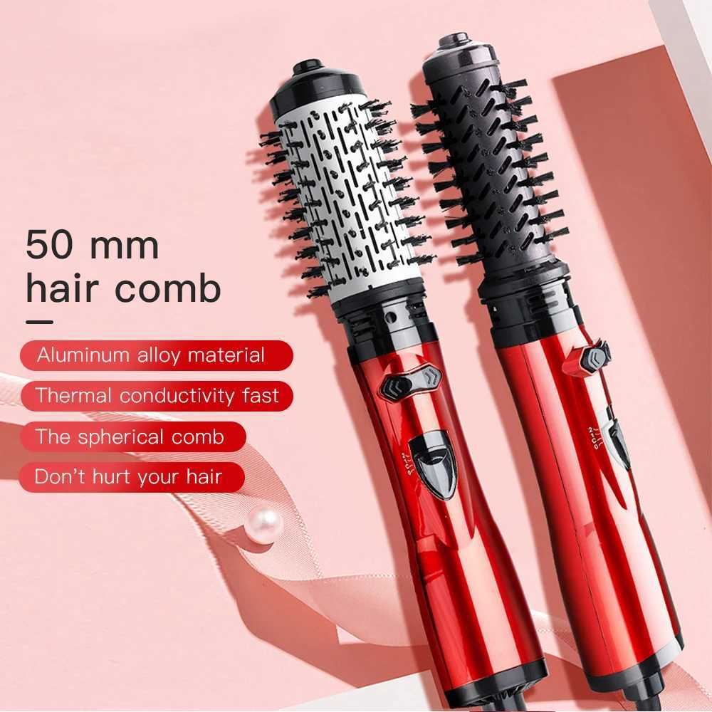 Rotating dry hair brush comb 2-in-1 straightener curler W241214