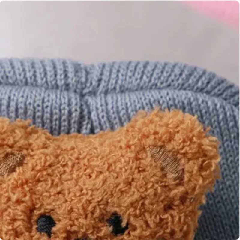 Bear Baby Knitted Hat Warm Baby Bear Boys and Girls Soft and Comfortable Toddler Hat in Autumn W241213