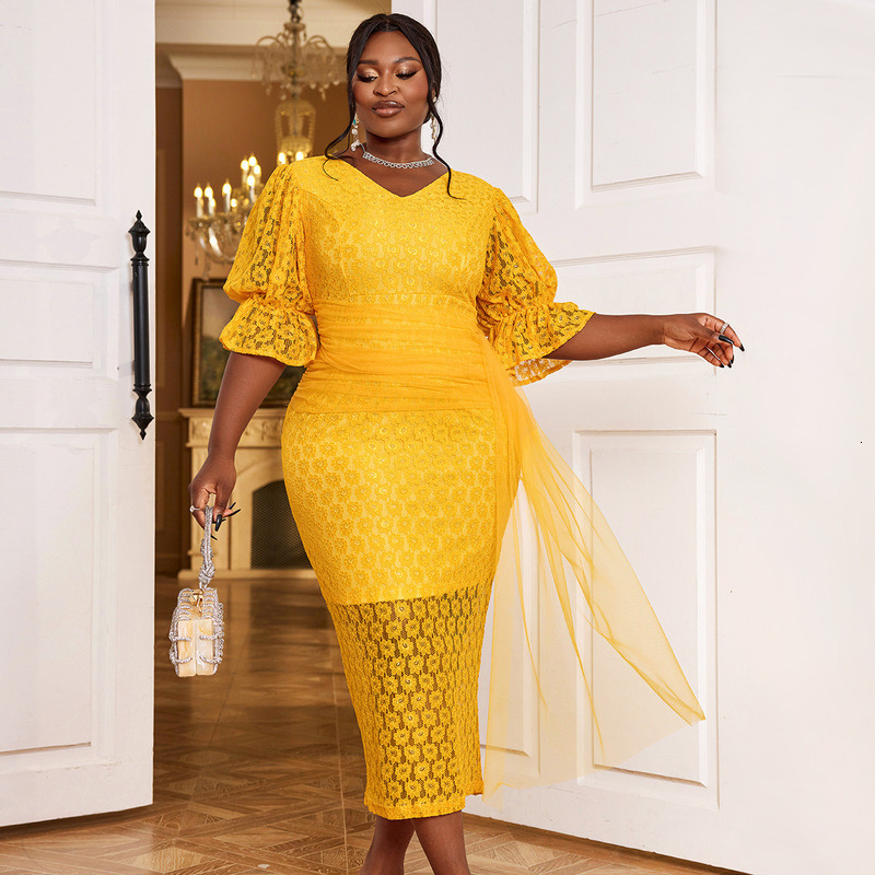 Large Yellow Designer Mermaid Ball Lightweight Dress Special Occasion Lace Sequin Evening Dress Party Birthday Engagement Dress Dress