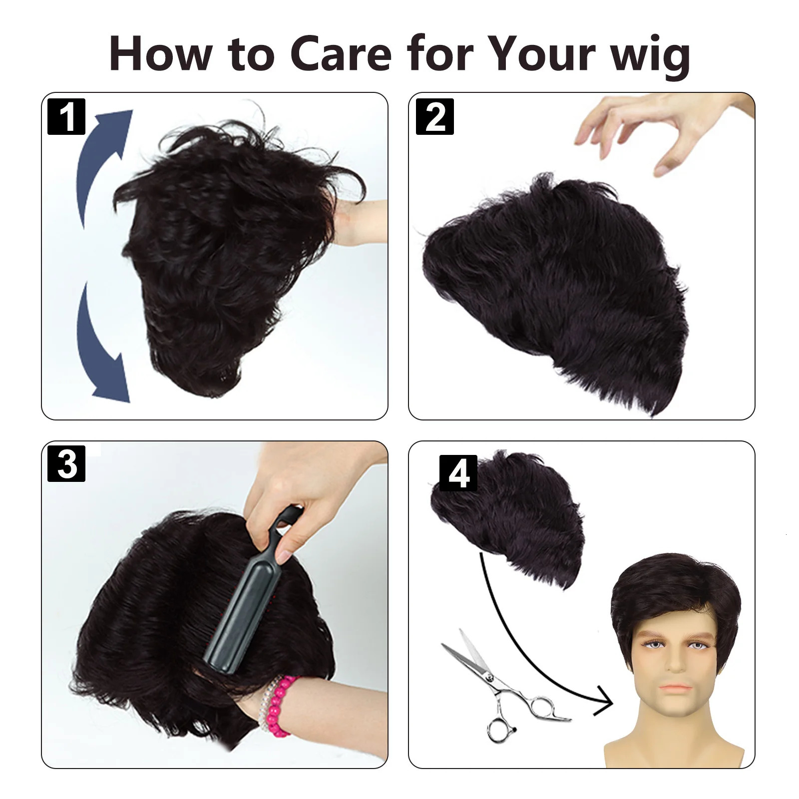 Mens Wig Short Layered Heat Resistant Synthetic Wig 80s Costume Wigs Daily Replacement Wig for Male Guy 241213