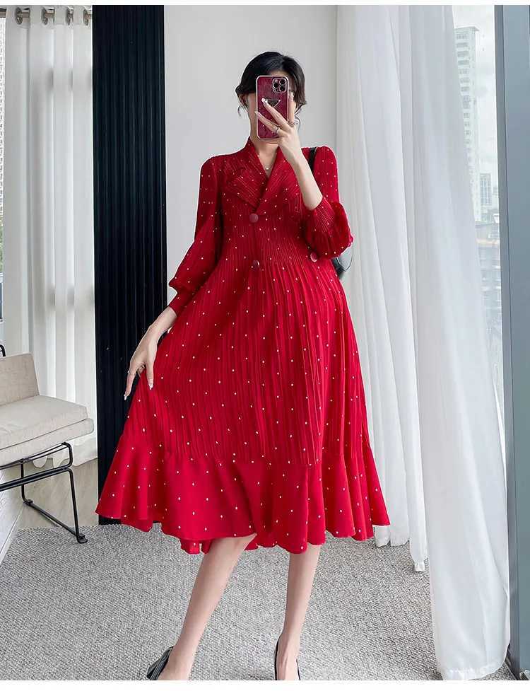 Photo Shoot Materni Clothes Spring And Autumn Dress New Sle Korean-sle Mid-length Loose-Fit Peter Pan Collar ChiffonXJ241213