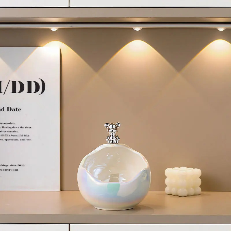 Bear Key Storage Entryway Ornaments Ceramic Nordic Entry Key Storage Rack Interior Decorations Creative Tray Ornaments 241214