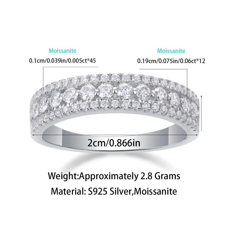 925 Sterling Silver Ring Fine Jewelry Women Engagement Wedding Bands 241213