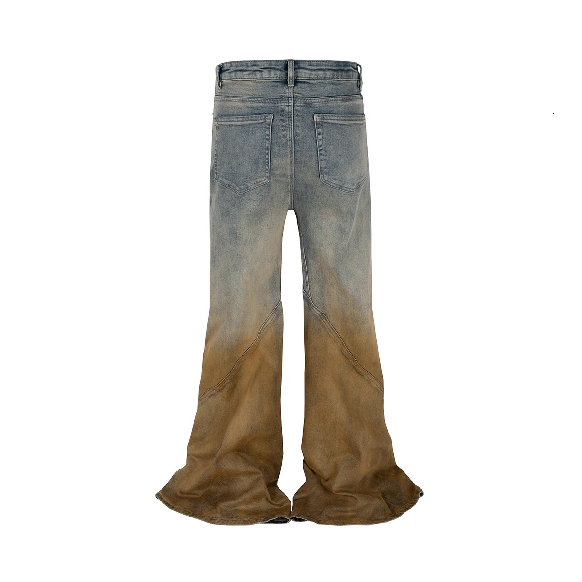 Gradient Color Washed Casual Baggy Jeans Patchwork Boot Cut for Men and Women Streetwear Straight Pockets Loose Flare Pants 241213