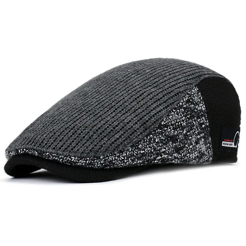 Men sboy Hats Thick Autumn Winter Vintage Herringbone Octagon Cap Casual knitted Berets Gatsby Flat Hat Color Matching Cap 241214
