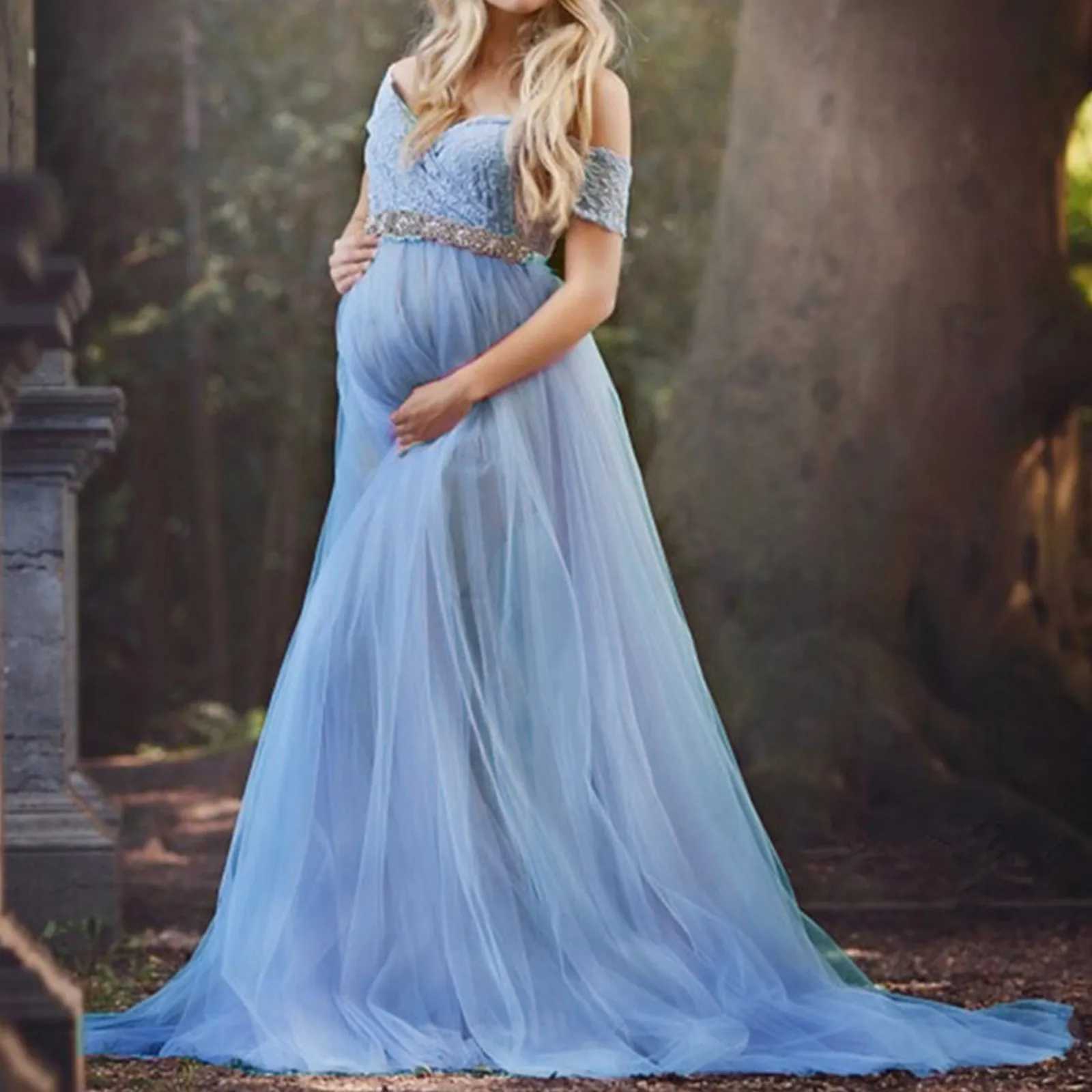 Materni Dress Wedding Dresses Clothes Breast Feeding Dress Supplier Elegant Large Swing Lace Materni Dresses PhotoshootXJ241213