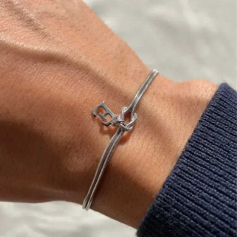 New Stainl Steel Letter A-Z Handmade Knot Bracelets for Women Men Couple Gold Color Dainty Snake Chain Charm Jewelry GiftXJ241214