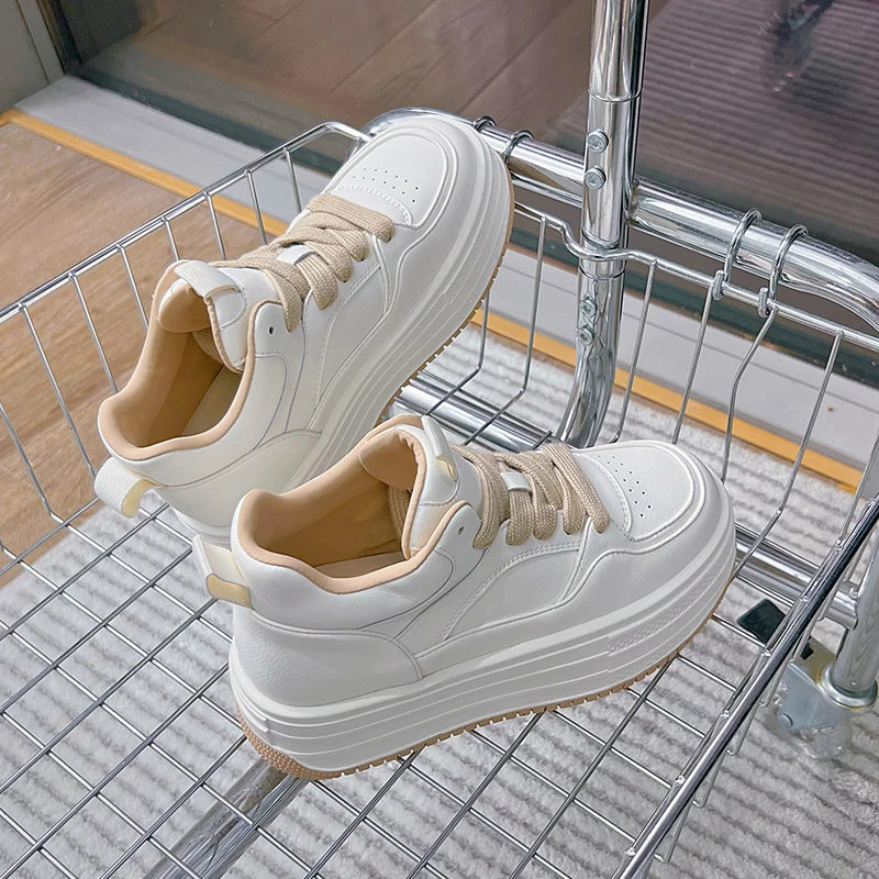 AIYUQI Women's Sneakers Shoes, Thick-soled Women's White Shoes, Large Size Casual Flat-soledfemale Shoes