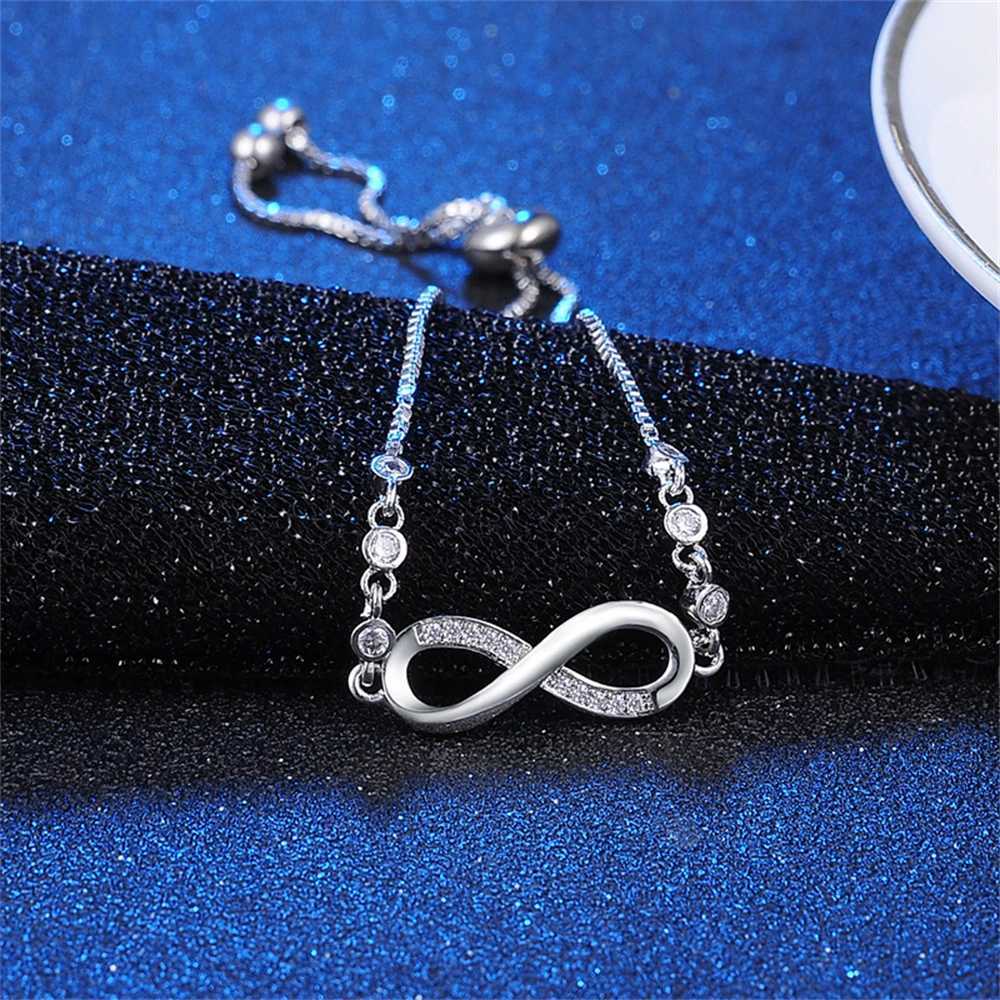 Fashion Crystal Infinity Bracelet For Women Summer Adjustable Cz Endl Charm Tennis Bracelet Birtay Jewelry GiftXJ241214