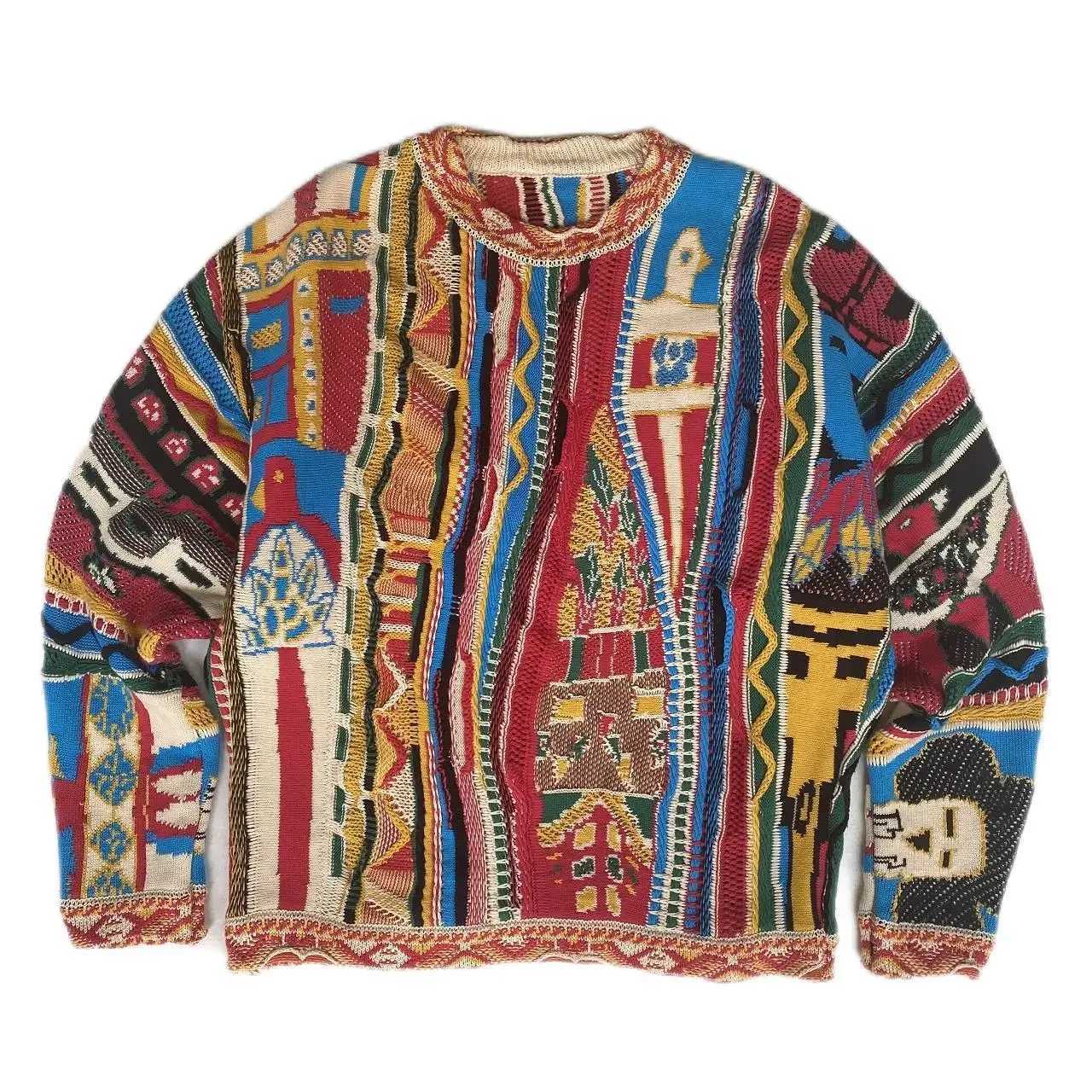 New Arrival New ABOORUN Mens Figure Jacquard Sweater Japanese O-neck Lacquer Mens Knitting Z250517
