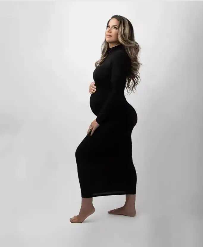 New Materni White Long Sleeve Dresses ForPhoto Shoot Dress Women Par Photography Pregnant Dresses High neck materni dressXJ241213
